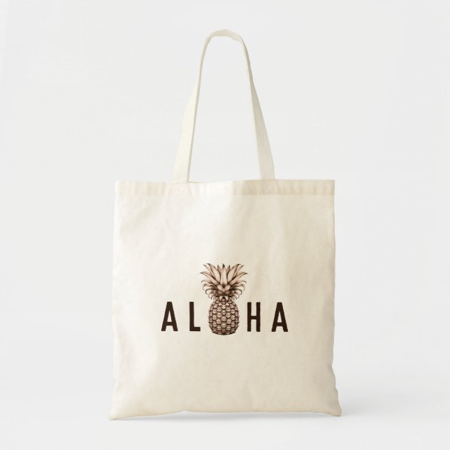 Bolsa Tote Design Aloha Tropical com abacaxi (Frente)