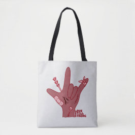 Bolsa Tote Design ASL ILY - Amor Ferido Mas Ainda Forte