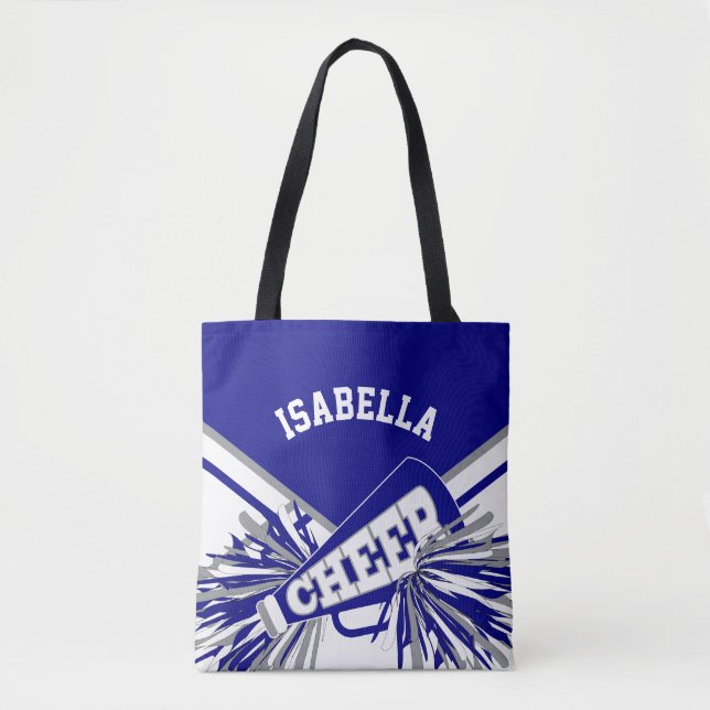 Bolsa Tote Design azul, Cinza e Cheerleader branco (Frente)