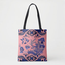 Bolsa Tote Design azul clássico azul selvagem no cor-de-rosa