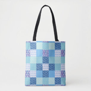 Bolsa Tote Design azul dos padrões do inverno da edredão