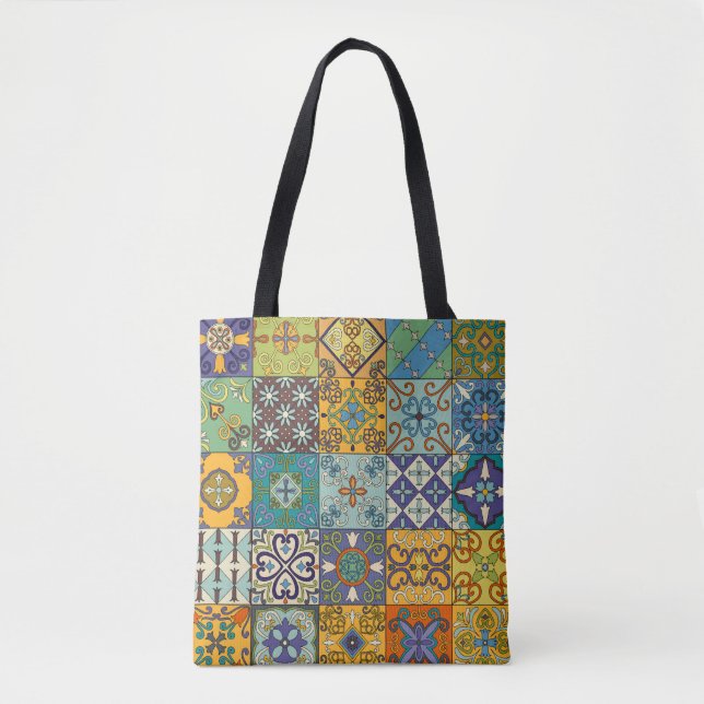 Bolsa Tote Design Azulejo de Talavera Português (Frente)