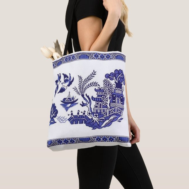 Bolsa Tote Design Blue Willow China (Close Up)