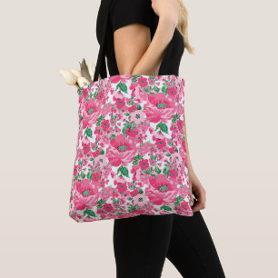 Bolsa Tote Design branco elegante de cor rosa cor-de-mão