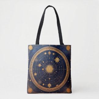 Bolsa Tote Design Celestial do ouro com Sol e Órbitas