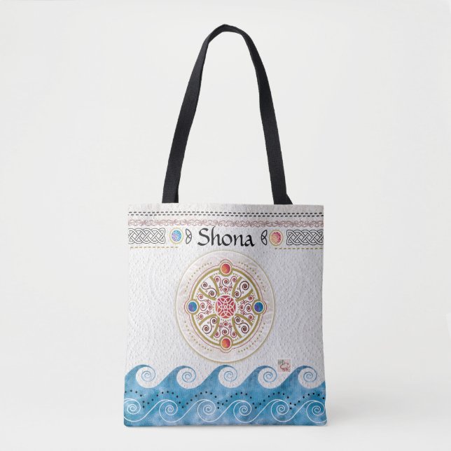 Bolsa Tote Design celta sobre o mar azul (Frente)