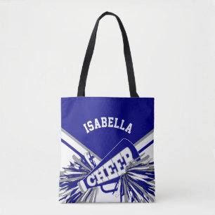 Bolsa Tote Design Cheerleader azul, Cinza e branco