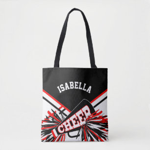 Bolsa Tote Design Cheerleader vermelho, preto e branco