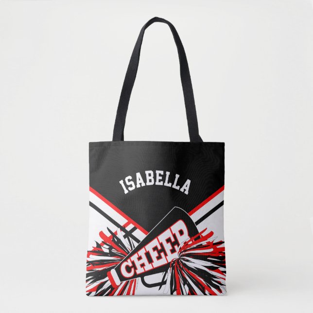 Bolsa Tote Design Cheerleader vermelho, preto e branco (Frente)