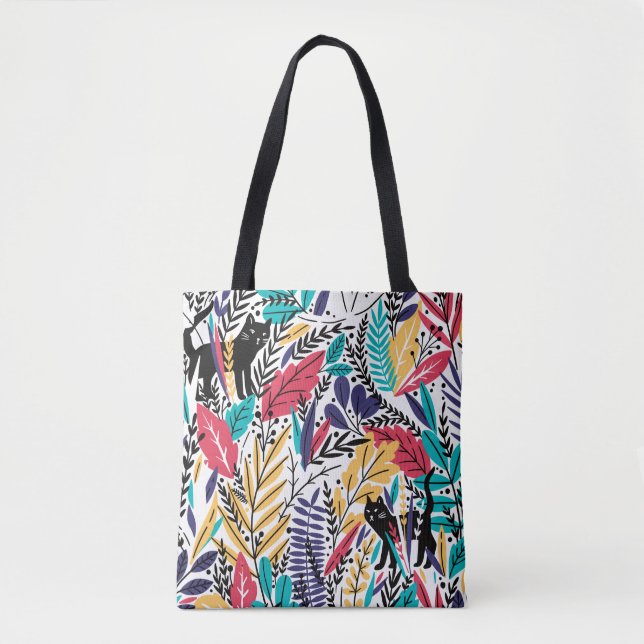 Bolsa Tote Design Colorida de Gato Selvagem (Frente)