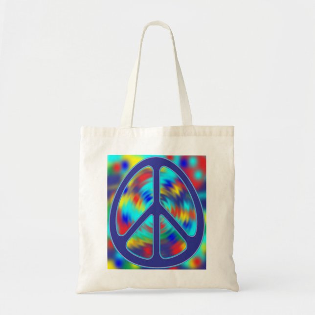 Bolsa Tote design colorido do sinal de paz (Frente)