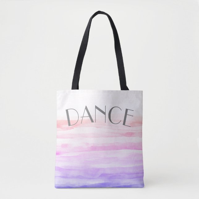 Bolsa Tote design cor d'água rosa e dança artística roxa (Frente)