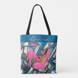 Bolsa Tote Design cor-de-rosa abstrato colorido do teste