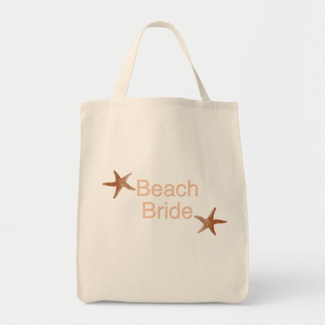 Bolsa Tote Design da estrela do mar da noiva da praia (Frente)