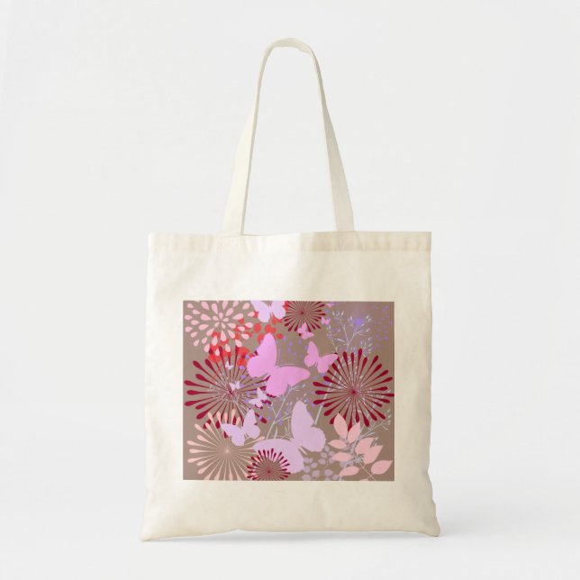Bolsa Tote Design da flor do primavera do jardim da borboleta (Frente)