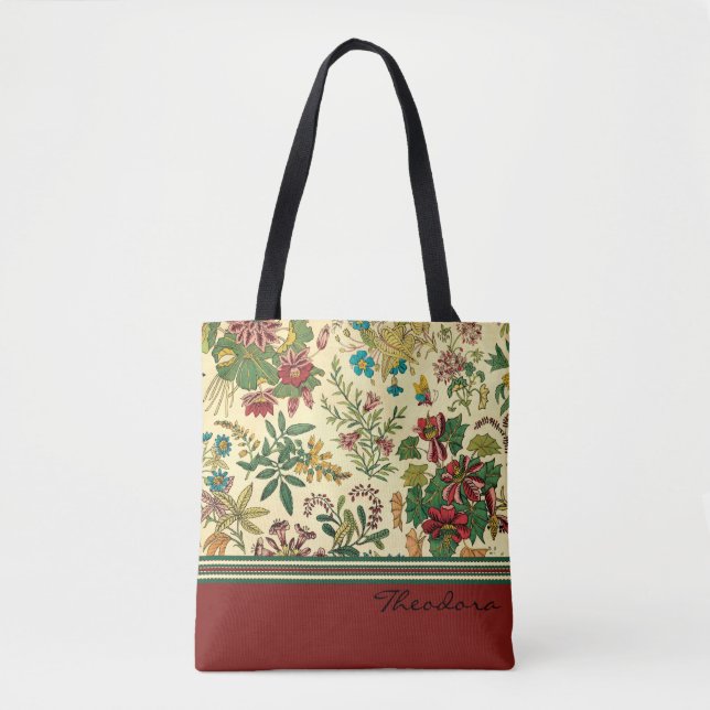 Bolsa Tote Design das flores do jardim (Frente)