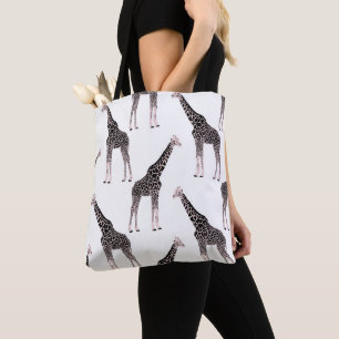 Bolsa Tote Design de animais de girafa rosa e preto