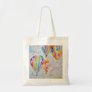 Bolsa Tote Design de Arte de Aquarela Colorida Balão de Ar Qu