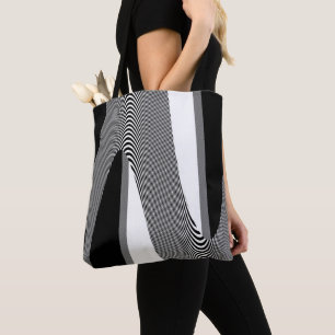 Bolsa Tote Design de Arte de Máximo Preto e Branco, Totebag