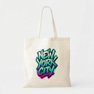 Bolsa Tote Design de Arte Nova Iorque Neon Grafite