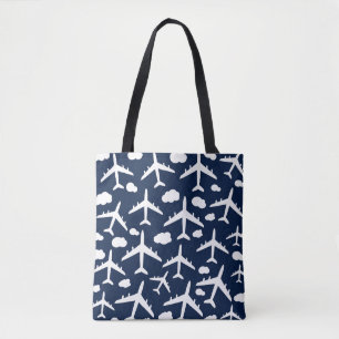 Bolsa Tote Design de avião de voo azul