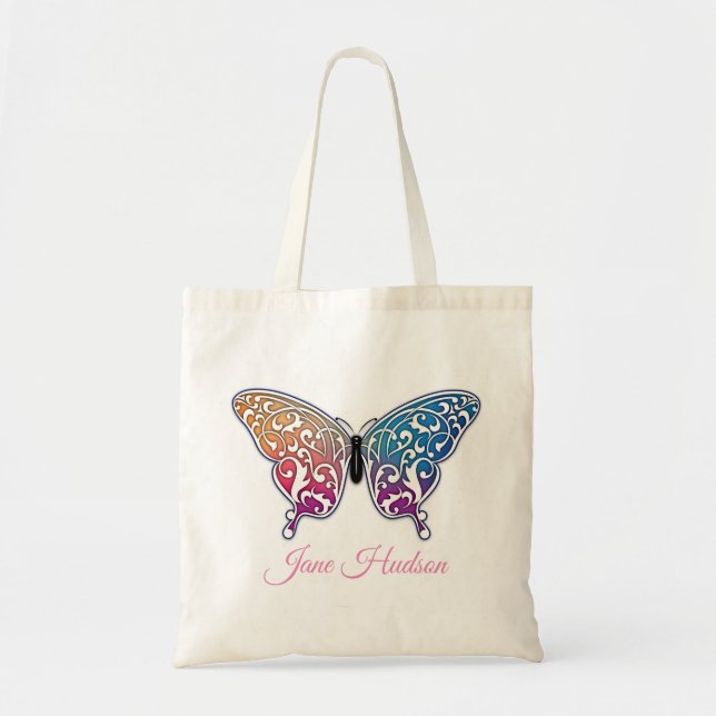 Bolsa Tote Design de Borboleta Elegante (Frente)