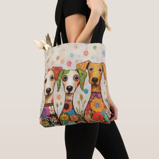 Bolsa Tote Design de cachorro fofo e colorido (Close Up)