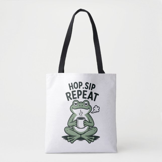 Bolsa Tote Design de Café de Sapo Divertido Saltar Beber Repe (Frente)