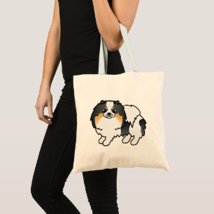 Bolsa Tote Design de Cão Pomerano Tricolor Branco