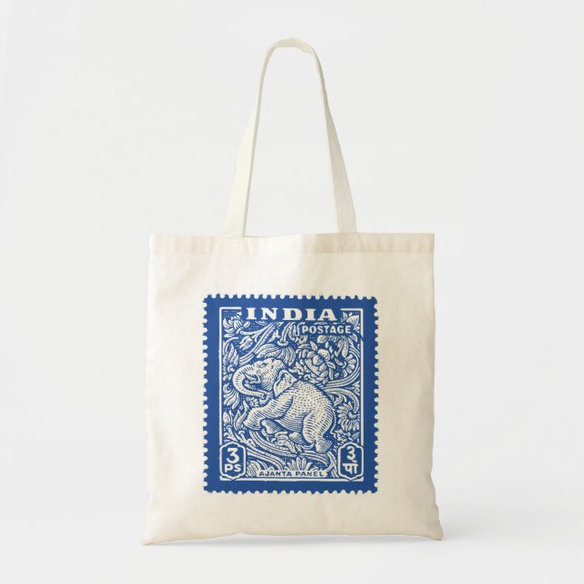 Bolsa Tote Design de Carimbo da Índia, Elefante (Frente)
