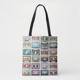 Bolsa Tote Design de cassetes de música Vintage