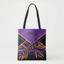 Design de Cheerleader roxo, preto e Dourado