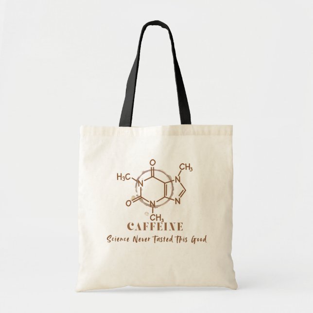 Bolsa Tote Design de Ciência do Café Divertido com Cafeína (Frente)