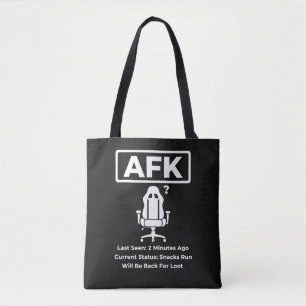Bolsa Tote Design de Citação de Jogador Divertido AFK Snacks