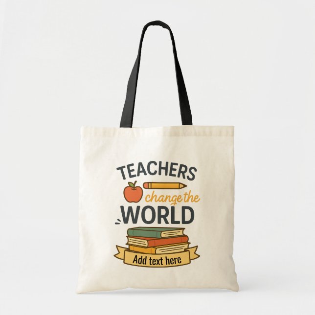 Bolsa Tote Design de Citação de Professor Personalizado – Tex (Frente)