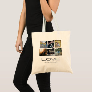 Bolsa Tote Design de Colagem de Retrato de Família Cachorro A