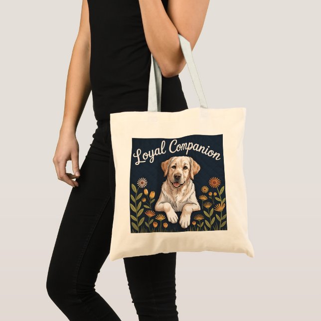 Bolsa Tote Design de Colcha de Labrador Retriever Dourado – D (Frente (produto))