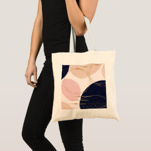 Bolsa Tote Design de cor rosa mínimo de traços e círculos Dou