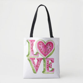Bolsa Tote Design de Coração de Amor de Melancia Fofa