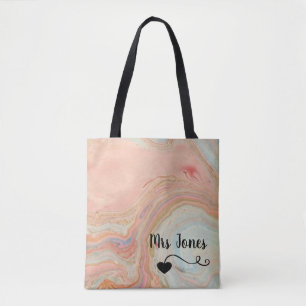 Bolsa Tote Design de Coração de Pêssego Abstrato personalizad