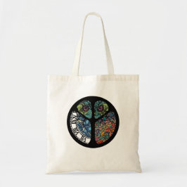 Bolsa Tote Design de Coruja de Árvore de Sinais de Paz Colori