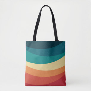 Bolsa Tote Design de curvas coloridas de estilo retrógrado