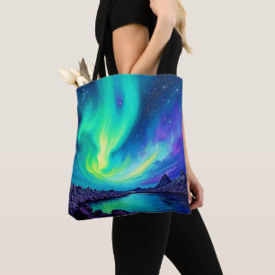 Bolsa Tote Design de dança da noite mágica do céu de Aurora