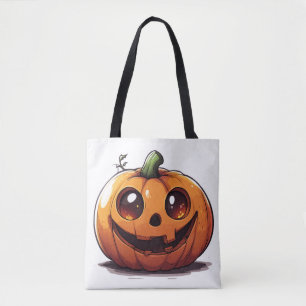Bolsa Tote Design de desenho animado de abóbora de Halloween