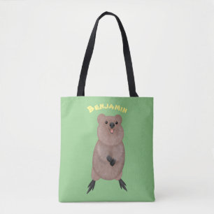 Bolsa Tote design de desenho animado feliz sorrindo
