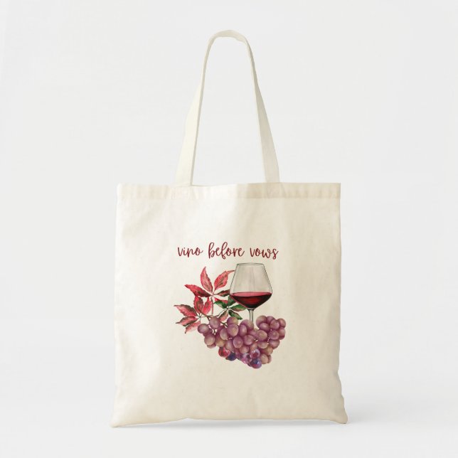 Bolsa Tote Design de Despedida de Solteira Vino Before Vows | (Frente)
