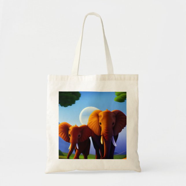 Bolsa Tote Design de elefante no saco de tote. (Frente)