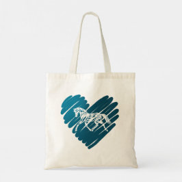 Bolsa Tote Design de Escrivação do Coração Azul de Pony