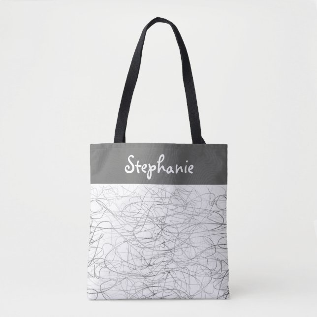 Bolsa Tote design de escrivagem personalizada do abstrato de  (Frente)