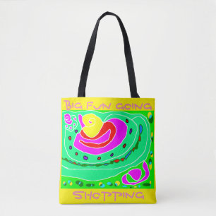 Bolsa Tote Design de espiral amarela verde-claro e vermelha